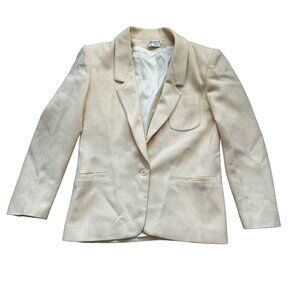 I. Magnin Womens Cream Tweed Blazer Jacket  - Size 8